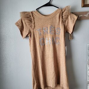 Nwt Girls Size 6 Joyfolie Tan 'Très Chic' Kids Casual Dress